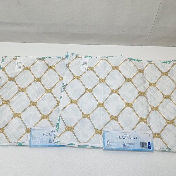 Best Brands Reversible Quilted Placemats - 4 Total Coastal Sea Shell 13"x18" NWT - Picture 2 of 8